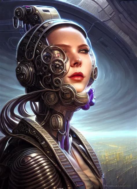 Closeup Portrait Shot Of A Female Android Woman In A Stable Diffusion