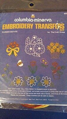 1974 Columbia Minerva Floral Embroidery Transfers Kit W Floss NIP