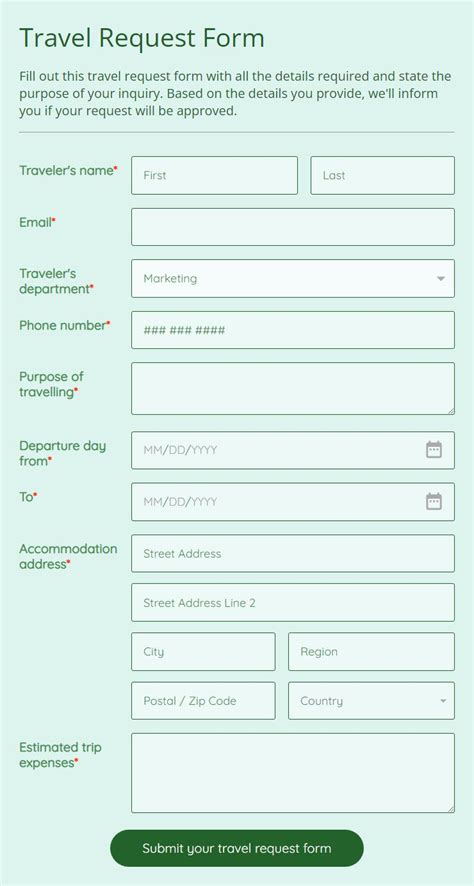 Free Travel Form Templates For Travel Agencies