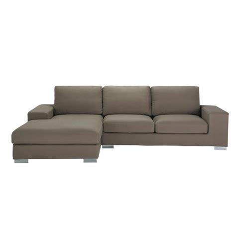 5 Seater Cotton Corner Sofa In Taupe New York Maisons Du Monde