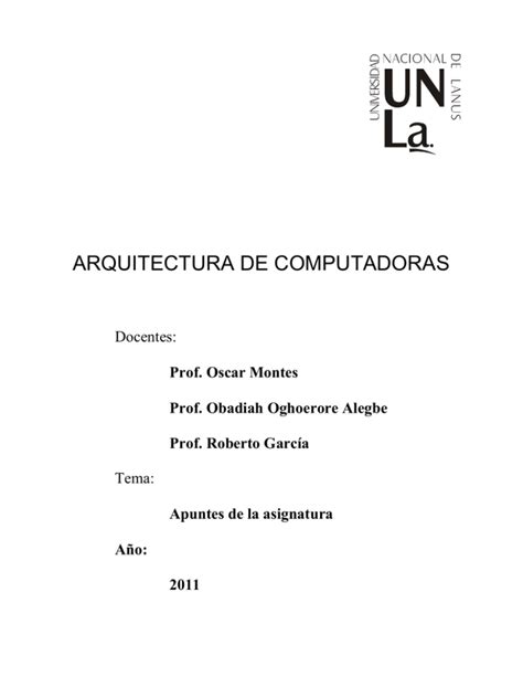 Apuntes Arquitectura De Computadoras Unla