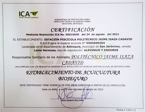 Granja John Jairo González en San Jerónimo recibió la certificación