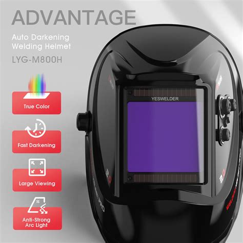 Yeswelder True Color Auto Darken Welding Helmet Large Viewing Area