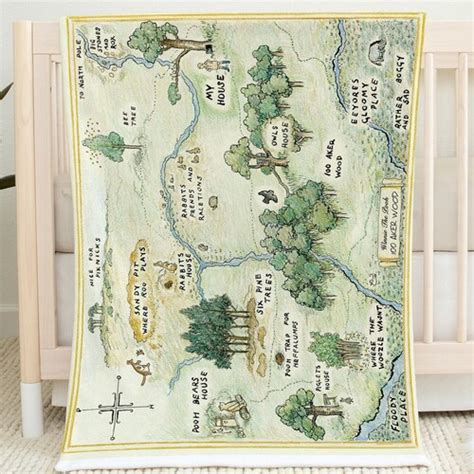 Acre Wood Map Baby Blanket Hundred Acre Wood Winnie The Etsy