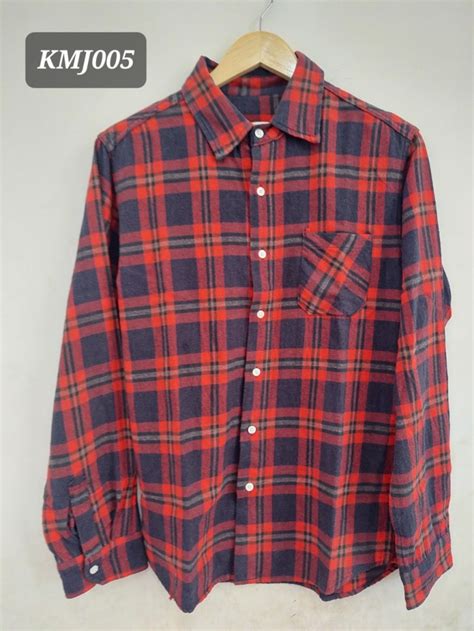 Jual Masterkey Kemeja Flannel Pria Wanita Thrift Unisex Size M Merah