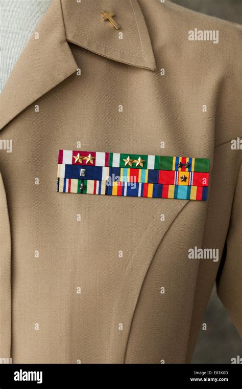 US Marine Corps awards ribbons on khaki uniform Stock Photo - Alamy