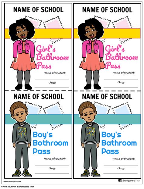 Boys And Girls Bathroom Pass Storyboard By Templates