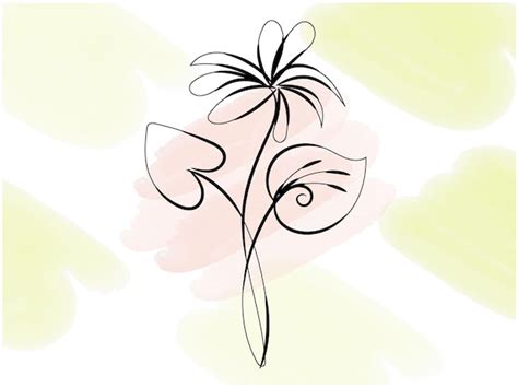 Un Dibujo De Una Flor Con Una Flor Grande En Ella Vector Premium