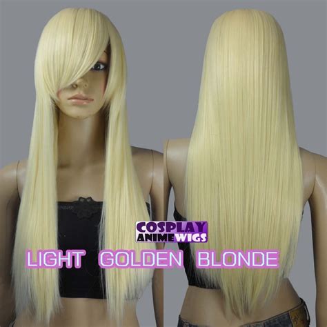 70cm Light Golden Blonde Heat Styleable Long Cosplay Wigsparty Cosplays Heat Resistant Free