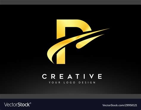 Creative p letter logo design with swoosh icon Vector Image