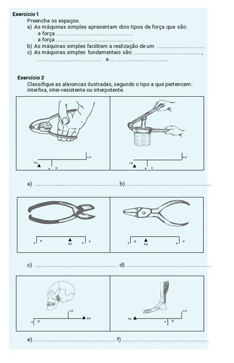 Classifique As Alavancas Ilustradas Interfixa Inter Resistente Ou