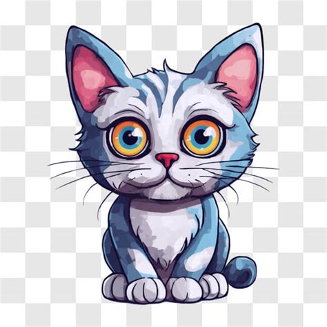 Baixe Ilustração de Gato Azul e Branco Brincalhão Cartoons Creative