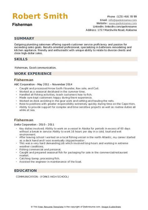 Fishing Resume Template