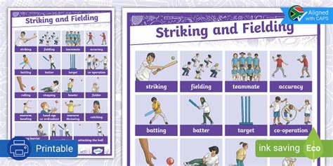 Grade Physical Education Striking And Fielding Word Grid