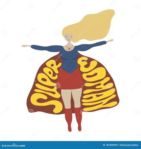 Happy Funny Woman Superhero Hand Drawn Vector Illustration With Quote