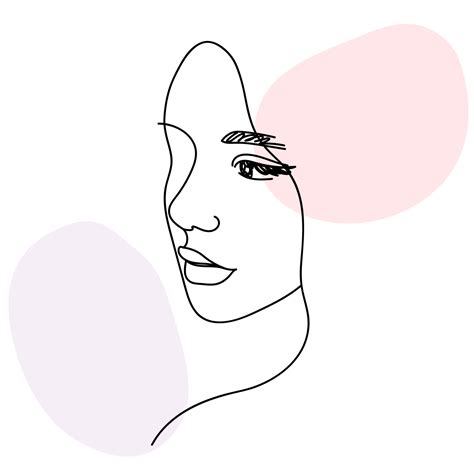 Woman Face Portrait In Minimalist Aesthetic Style Continuous One Line