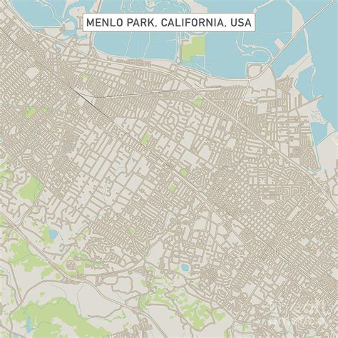 Menlo Park California US City Street Map Digital Art By Frank Ramspott