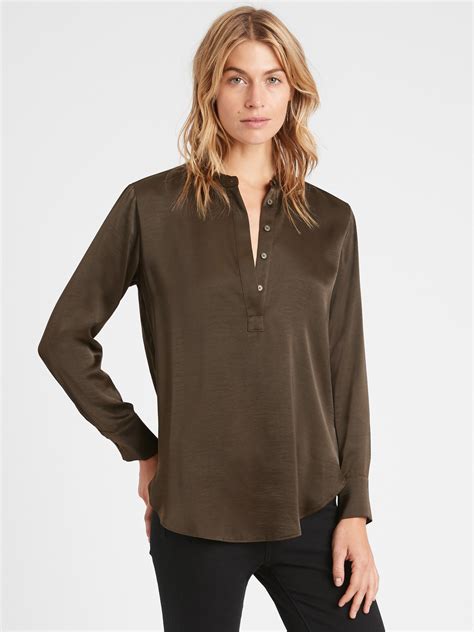 Petite Washed Satin Tunic Banana Republic