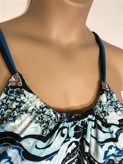 Cacique Bathing Suit Swimsuit Black Aqua Rust Floral … Gem