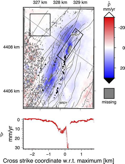 A Deformation Field Measured By InSAR Data Showing Observed Rates Of