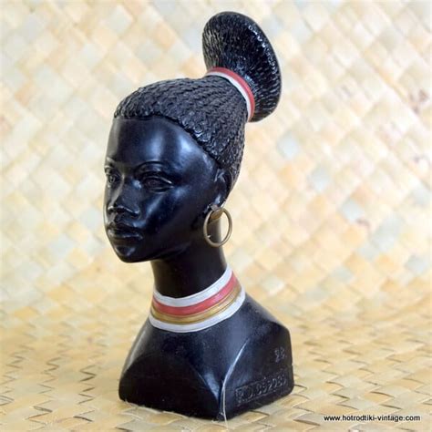 1950 S Vintage African Woman Chalkware Bust Hrtv