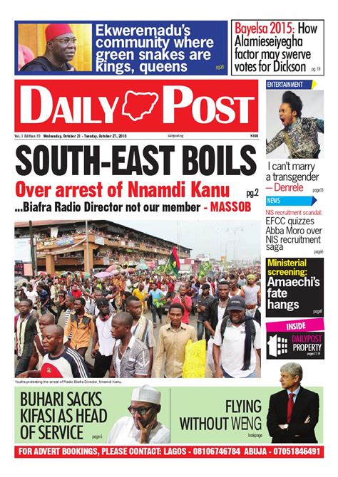 Wednesday, October 21, 2015 Edition by DailyPost Nigeria - Issuu