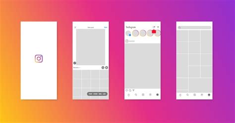 인스타그램 인터페이스 모 ⁇ 소셜 미디어 인터페이스 템플릿 인스타그램 페이지 모 ⁇ 그래디언트 배경 소셜 미디어 레이아웃 아이콘