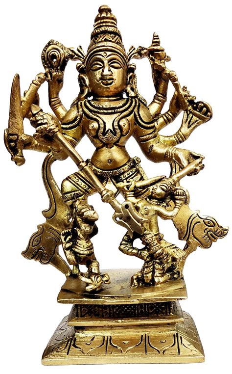 Brass Durga Statue 18cm Big Maa Durga With Inlay Work Goddess Durga