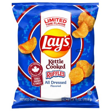 Lay S Kettle Cooked All Dressed Flavored Ruffles Potato Chips 2 5 Oz