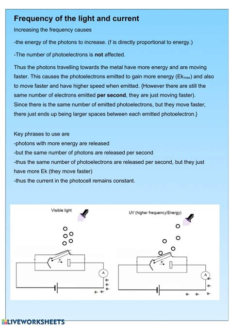 Photoelectric Effect 3 Worksheet Live Worksheets