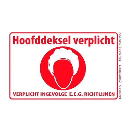 Neutraal Tekststicker Hoofddeksel Verplicht