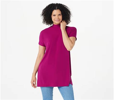 Susan Graver Regular Modern Essentials Liquid Knit Mock Neck Tunic