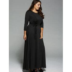 Black Xl Plus Size Long Sleeve Maxi Formal A Line Evening Swing Dress