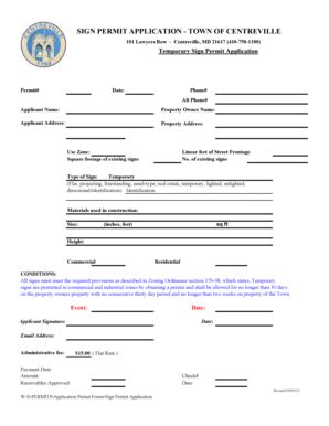 Fillable Online Temporary Sign Permit Application Form Town Of