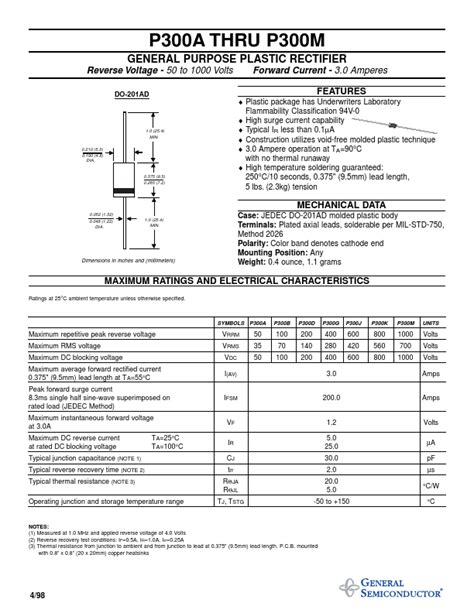 P D Datasheet Rectifier Equivalent General Semiconductor