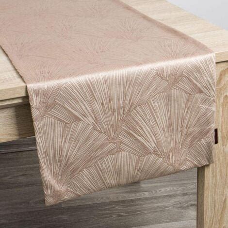 Nappe X Goja Chemin De Table Beige Feuilles De Ginkgo Pierre