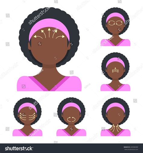 Vector Flat Illustration Face Massage Instruction Stock Vector Royalty