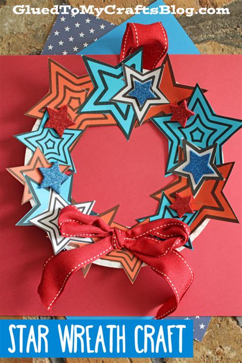 Paper Plate Patriotic Star Wreath Craft