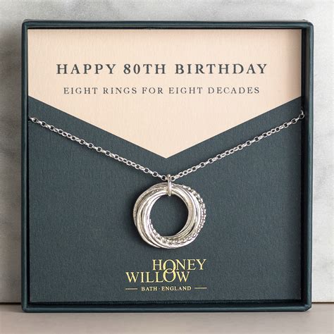 80th Birthday Necklace Silver 80th Birthday Gift For Mother Etsy