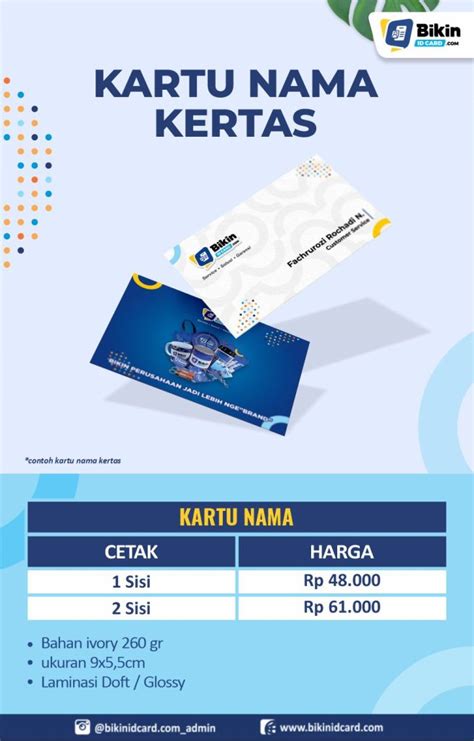 Daftar Harga Kartu Nama Kertas Bikinidcard Digital Printing