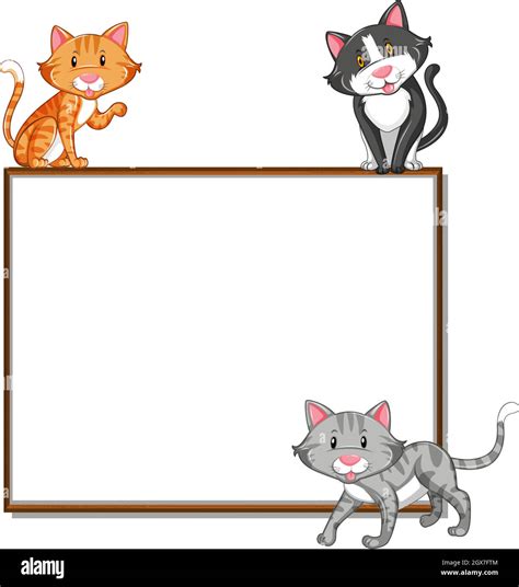 Border Template With Three Cats Stock Vector Image And Art Alamy