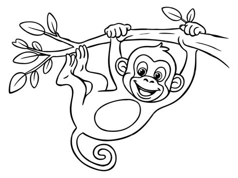 Mono en la jungla página de colorear libro ilustración vectorial con AI