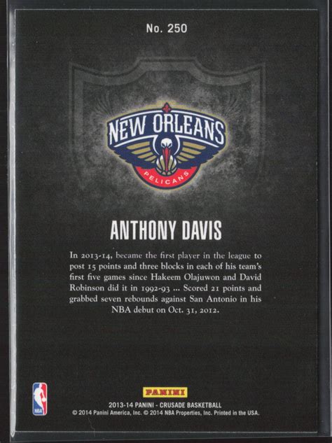 Crusade Anthony Davis Crusade Blue Prizm Ebay