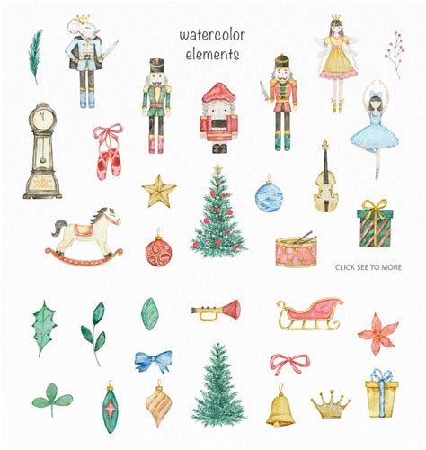 Watercolor Christmas Nutcracker Set Masterbundles