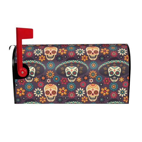 Bingfone Skulls And Flowers Magnetic Mailbox Cover Standard Size For