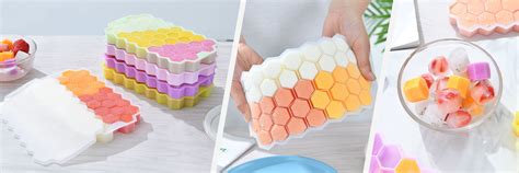 Set 2 Tavi Din Silicon Pentru Gheata AmXea HONEY Galben Forma Hexagon