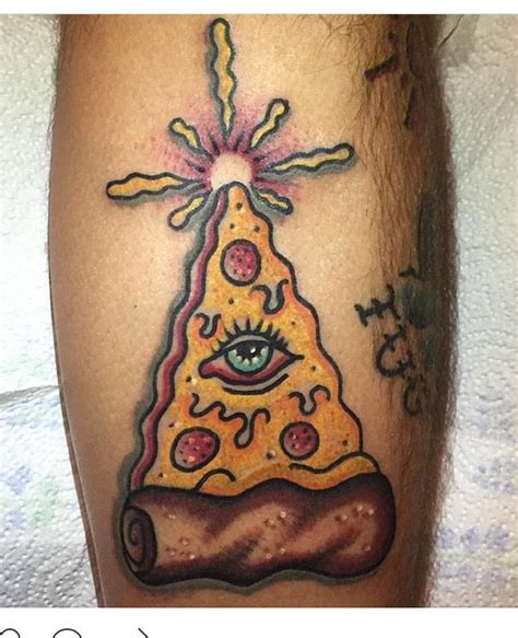 All Seeing Slice Need Pineapple Pizza Tattoo Neo Traditional Slice