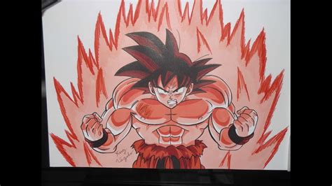 Drawing Goku Kaioken x3 Dragon Ball Z - YouTube