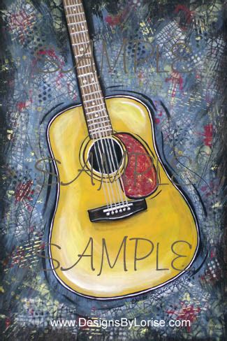 Martin Yamaha Epiphone Style Acoustic Guitar Colorful Pop Art Wall