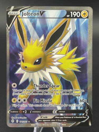 Pok Mon Tcg Jolteon V Evolving Skies Holo Ultra Rare Ebay